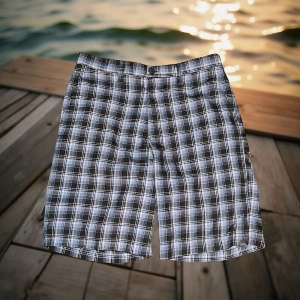 Katin Surf Co. Blue Brown Checked Shorts Size 32